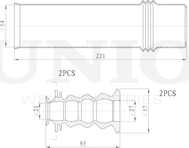 Отбойник и пыльник амортизатора, комплект (Unio). Артикул DUC-50065