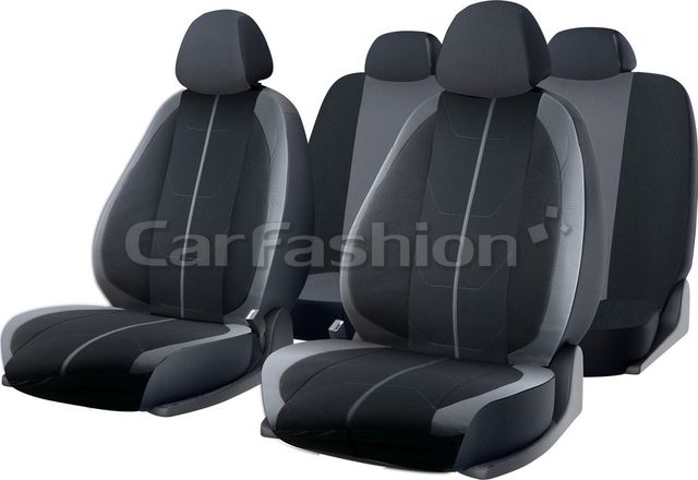 Чехлы универсальные CarFashion Bravo на сидения авто, цвет Темно-серый/Светло-серый/Темно-серый/Светло-серый. Артикул 10112