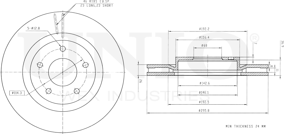 Диск тормозной (Unio). Артикул BRD-20025