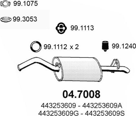 Глушитель Asso для Audi 200 II (C3) 1983-1984. Артикул 04.7008