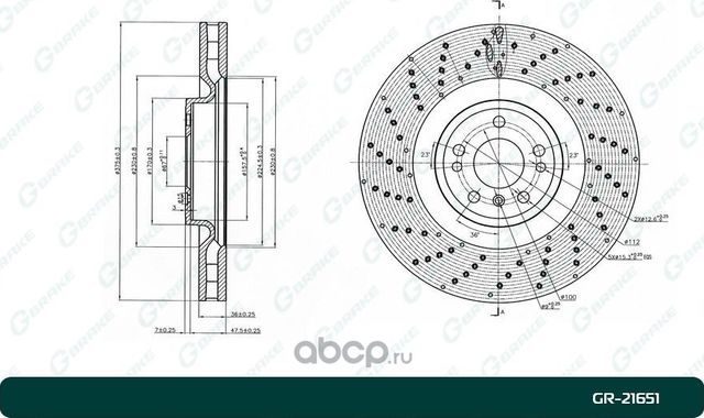 ДИСК ТОРМОЗНОЙ ВЕНТИЛИРУЕМЫЙ G-BRAKE GR-21651. Артикул GR21651