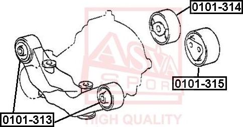 Сайлентблок переднего рычага подвески Asva. Артикул 0101-314