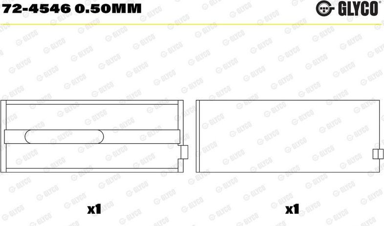 Вкладыши коренные Glyco. Артикул 72-4546 0.50mm