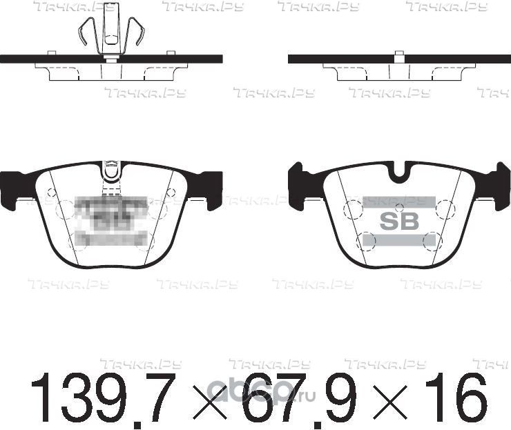 Тормозные колодки Sangsin Hi-Q задние для BMW 5 VI (F10/F11/F07) 2009-2017. Артикул SP2213