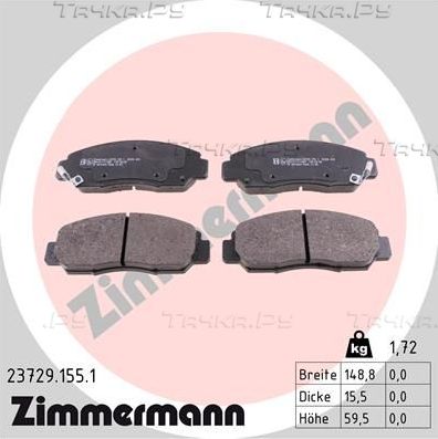 Тормозные колодки Zimmermann передние для Honda FR-V 2004-2009. Артикул 23729.155.1