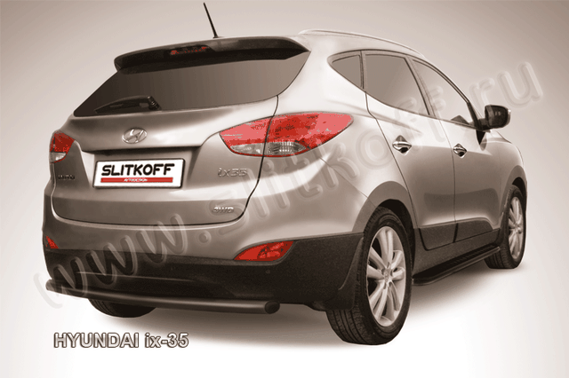 Защита Slitkoff заднего бампера d57 ЧЕРНАЯ матовая для Hyundai ix35 2009-2026. Артикул Hix35-009B