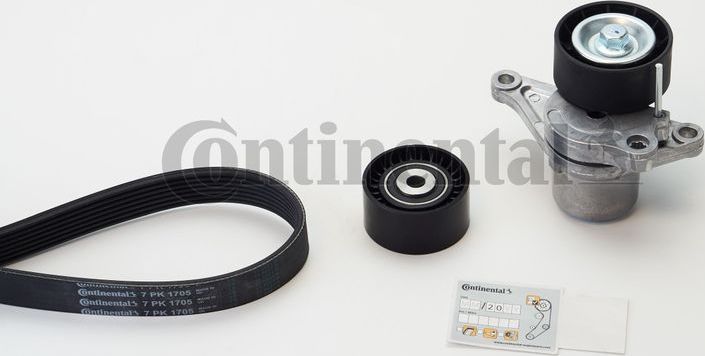 Приводной ремень поликлиновой с роликами (комплект) ContiTech. Артикул 7PK1705K1