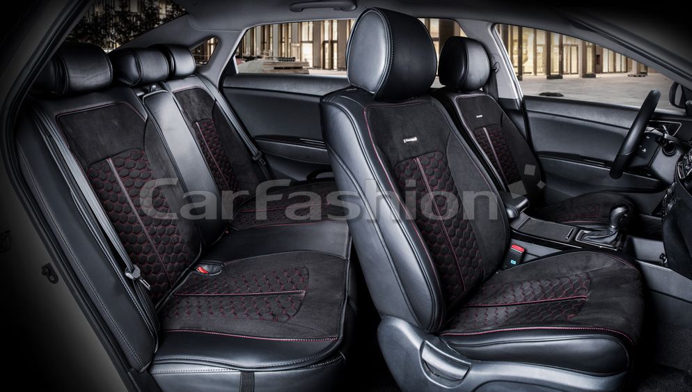 Накидки универсальные CarFashion Stalker Plus для авто, цвет Черный/Черный/Красный. Артикул 22425