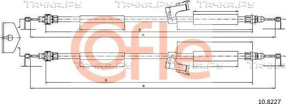 Трос ручника (тросик ручного тормоза) Cofle. Артикул 10.8227