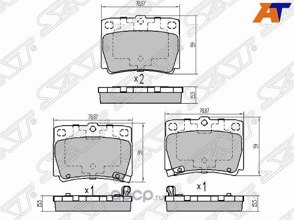 Колодки тормозные RR MITSUBISHI PAJERO SPORT 09- (SAT). Артикул STMR389575