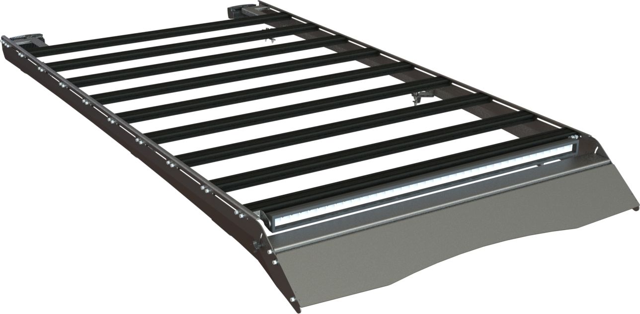 Экспедиционный багажник STC для Toyota Fortuner II 2015-2026 шторка, дальний и задний свет. Артикул STC-TFO/15-TR1-L1L2