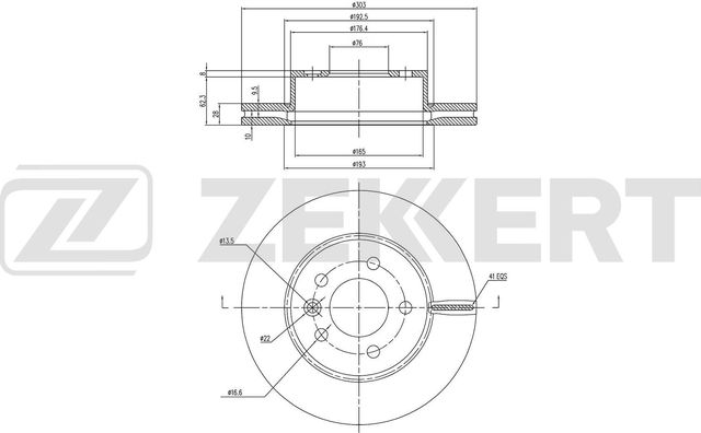 Тормозной диск Zekkert передний для MAN TGE 2016-2026. Артикул BS-6851