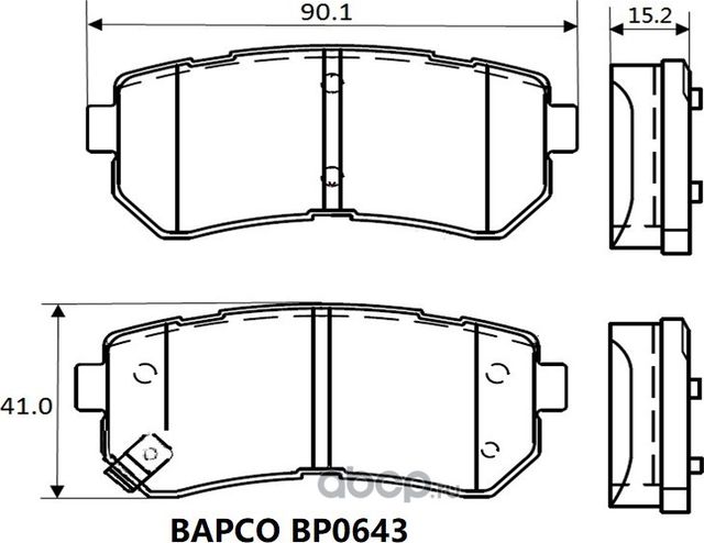 Колодки тормозные дисковые зад. HYUNDAI i20 08-, i30 07-12, ix35, TUC (Bapco). Артикул BP0643
