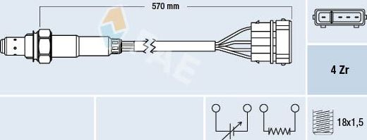 Лямбда-зонд (кислородный датчик) FAE. Артикул 77239