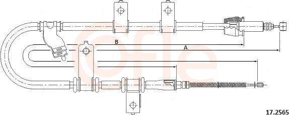 Трос ручника (тросик ручного тормоза) Cofle. Артикул 17.2565