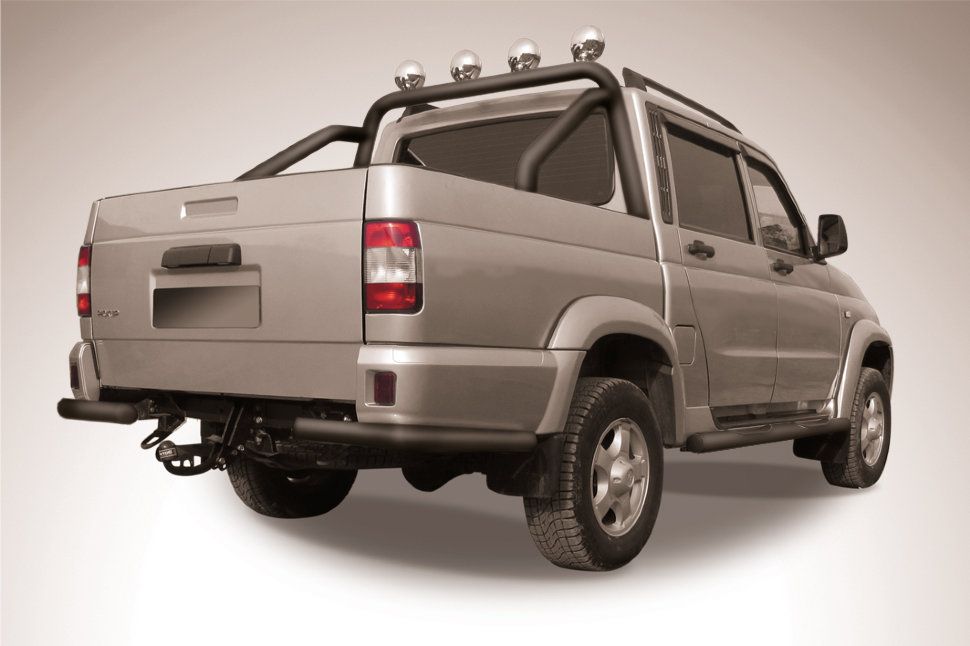 Защита Slitkoff задняя уголки d57 для УАЗ Pickup I рестайлинг 2014-2026 Черная. Артикул UPpic14-009B