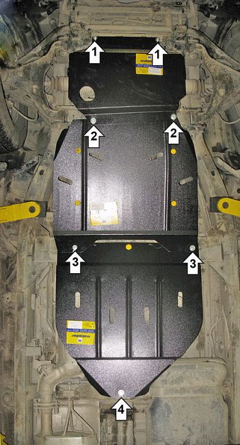 Защита Мотодор для картера, КПП, РК Nissan Pathfinder R51 2005-2014. Артикул 01449