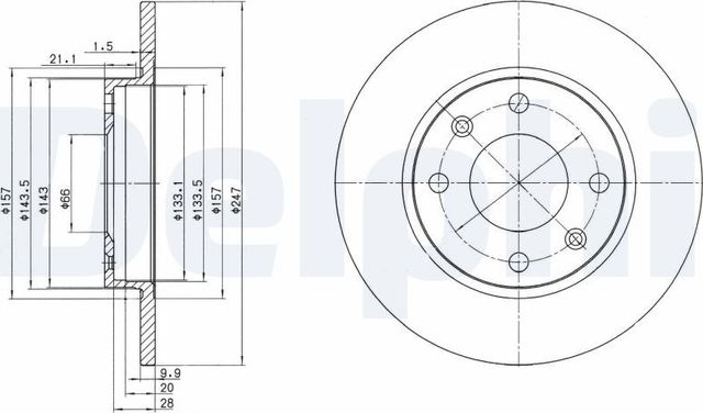 Тормозной диск Delphi передний для Citroen C15 1984-2005. Артикул BG2213