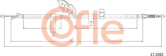 Трос ручника (тросик ручного тормоза) Cofle задний левый для Toyota Yaris II 2005-2012. Артикул 92.17.1082