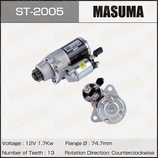 Стартер MASUMA, NISSAN / VQ35DE (12V/1.7KW) Masuma. Артикул ST2005