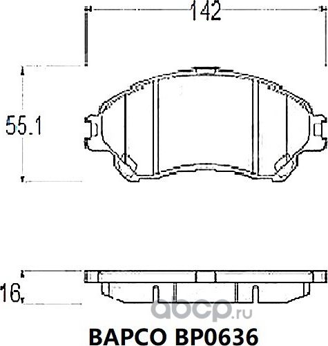 Колодки тормозные дисковые BP0636, (Bapco) Bapco. Артикул BP0636