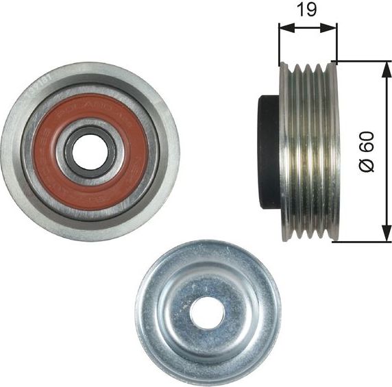 Натяжной ролик (натяжитель) приводного поликлинового ремня Gates DriveAlign®. Артикул T39181