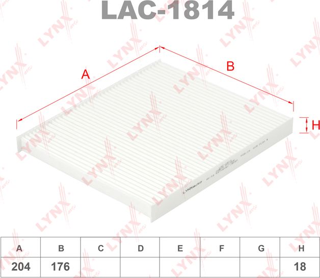 Салонный фильтр LYNXauto для Fiat Panda II 2003-2013. Артикул LAC-1814