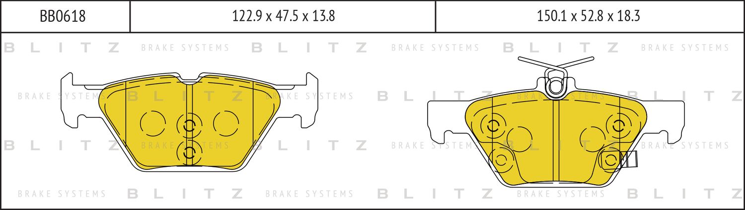Колодки тормозные дисковые задние (Blitz). Артикул BB0618