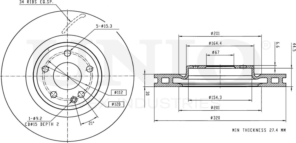 Диск тормозной (Unio). Артикул BRD-20600