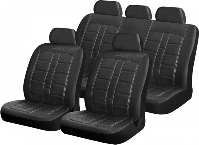 Чехлы универсальные CarFashion Atom Rodeo на сидения авто, цвет Черный/Черный/Черный. Артикул 11114