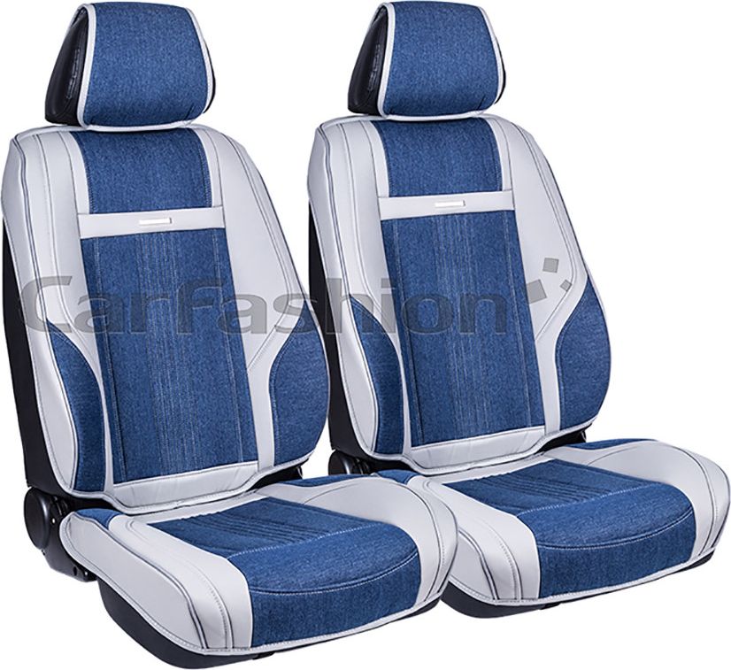 Накидки универсальные CarFashion Jeans на переднее сидения авто, цвет Синий/Серый/Серый. Артикул 21856