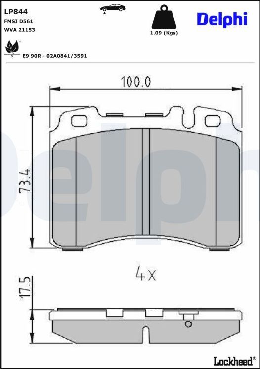 Тормозные колодки Delphi (Low-Metallic). Артикул LP844