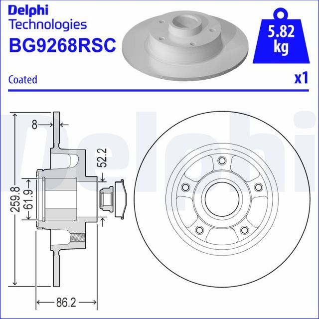 Тормозной диск Delphi. Артикул BG9268RSC