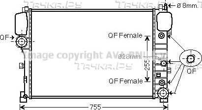Радиатор охлаждения двигателя AVA. Артикул MS2447