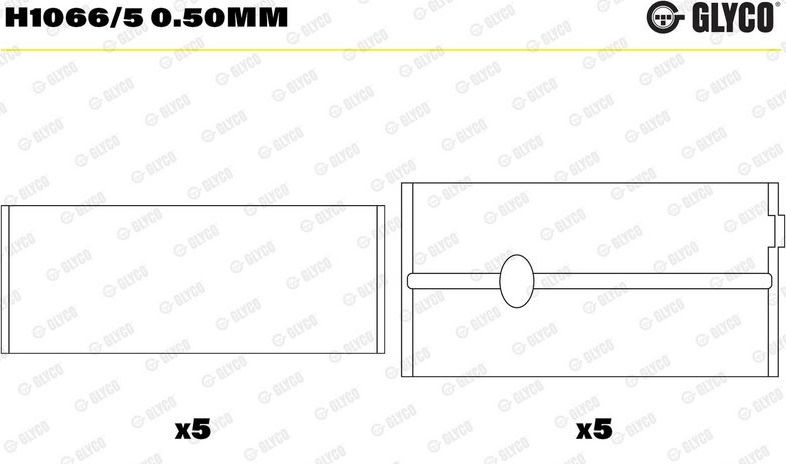 Вкладыши коренные Glyco для Volvo C30 I 2006-2012. Артикул H1066/5 0.50mm