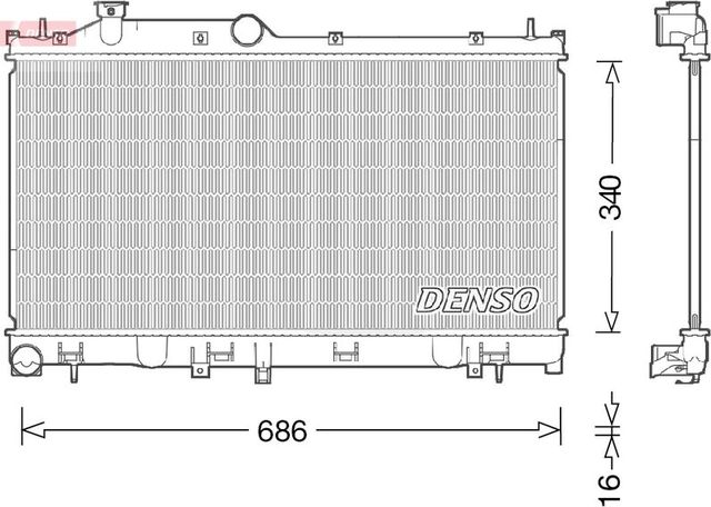 Радиатор охлаждения двигателя Denso. Артикул DRM36021