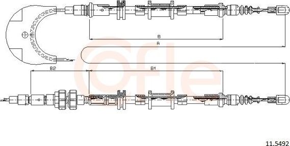 Трос ручника (тросик ручного тормоза) Cofle задний для Ford Scorpio II 1994-1996. Артикул 92.11.5492