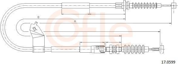 Трос ручника (тросик ручного тормоза) Cofle задний правый для Mazda MX-5 II (NB) 1998-2005. Артикул 17.0599