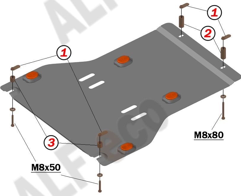 Защита алюминиевая Alfeco для КПП Volkswagen Crafter I рестайлинг 2011-2016. Артикул ALF.26.37al