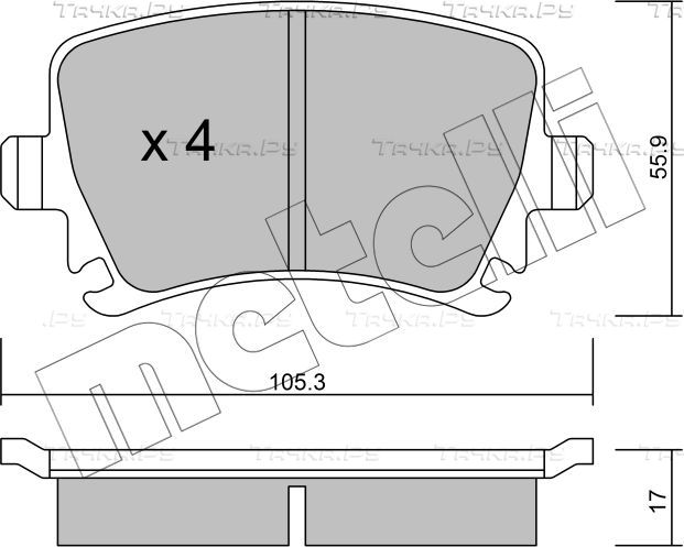 Тормозные колодки Metelli задние для SEAT Exeo 2009-2013. Артикул 22-0553-0