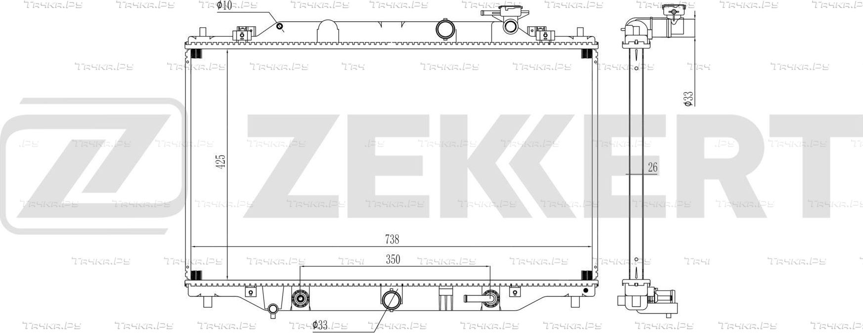Радиатор охлаждения двигателя Zekkert (алюминий). Артикул MK-1649