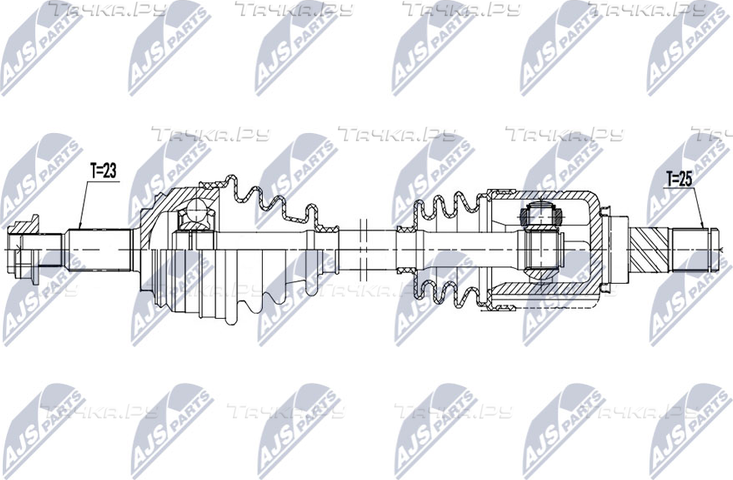 Полуось (привод в сборе, приводной вал) NTY для Nissan Micra V 2005-2026. Артикул NPW-NS-108