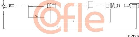 Трос ручника (тросик ручного тормоза) Cofle. Артикул 92.10.9885