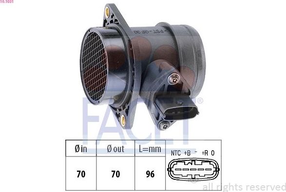 Расходомер воздуха Facet Made in Italy - OE Equivalent. Артикул 10.1031