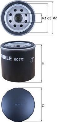 Масляный фильтр Mahle-Knecht. Артикул OC 272