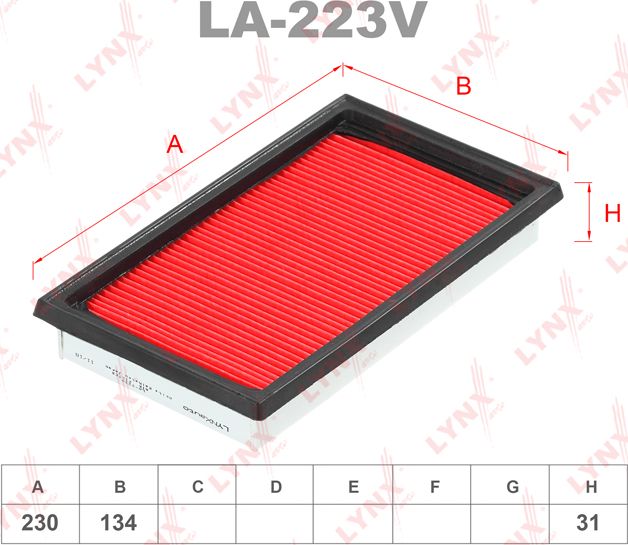 Воздушный фильтр LYNXauto для Nissan Note I 2006-2012. Артикул LA-223V