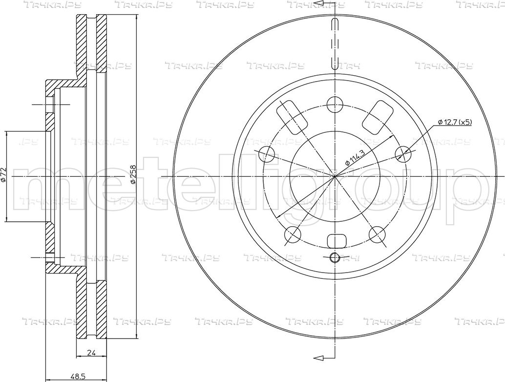 Тормозной диск Metelli передний для Mazda Xedos 6 1992-1999. Артикул 23-0347