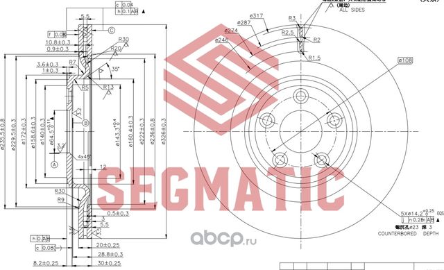 ДИСК ТОРМОЗНОЙ (Segmatic). Артикул SBD30093358