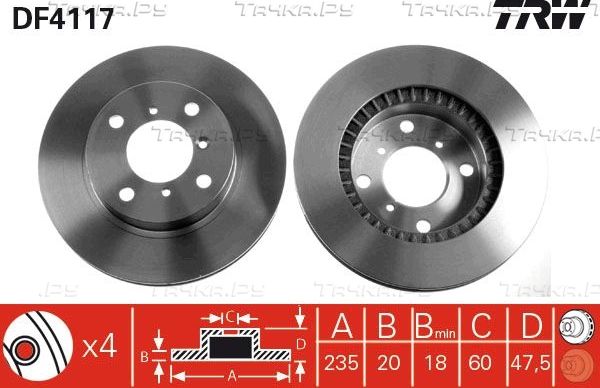 Тормозной диск TRW. Артикул DF4117