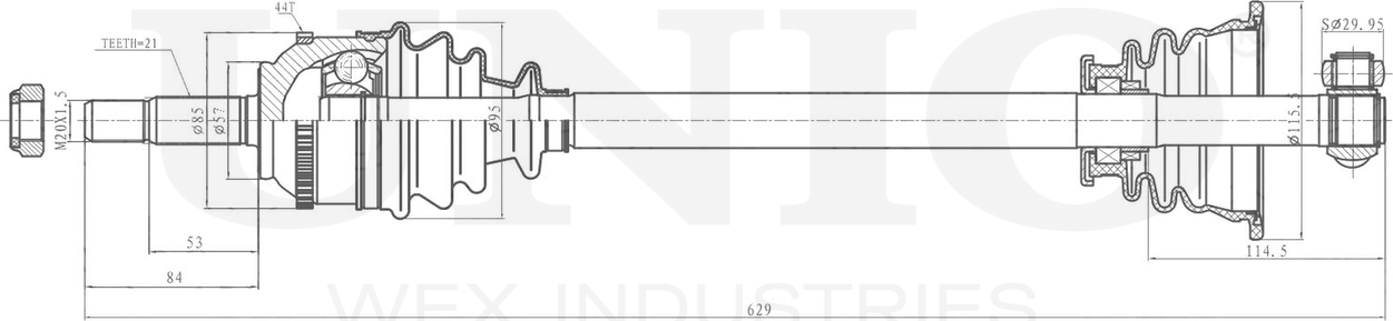 Вал приводной (Unio). Артикул CVJ-10008